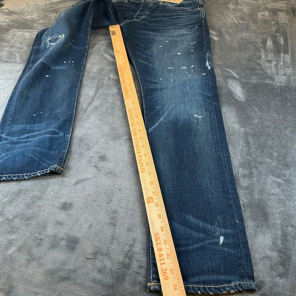 Polo Ralph Lauren Sullivan Slim Jeans Mens 34x34 Blue Distressed Paint Splatter